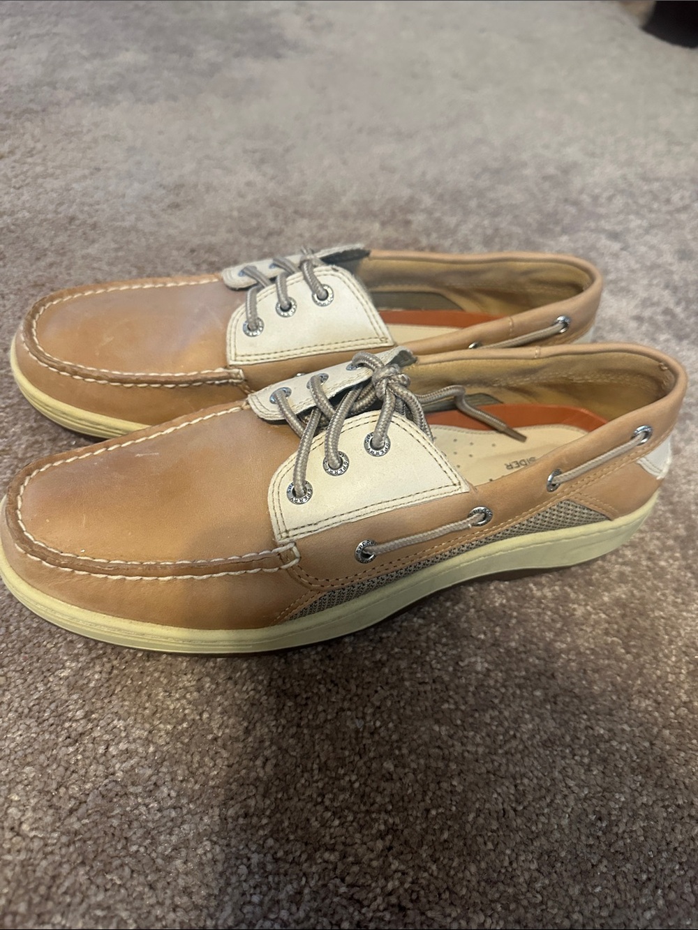 Sperry Two-Tone Tan and Cream Leather Boat Shoes